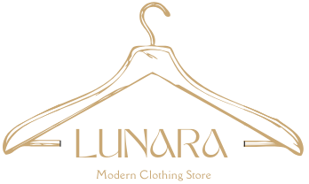 Hanging clothes hanger with 'LUNARA' branding on a white background
